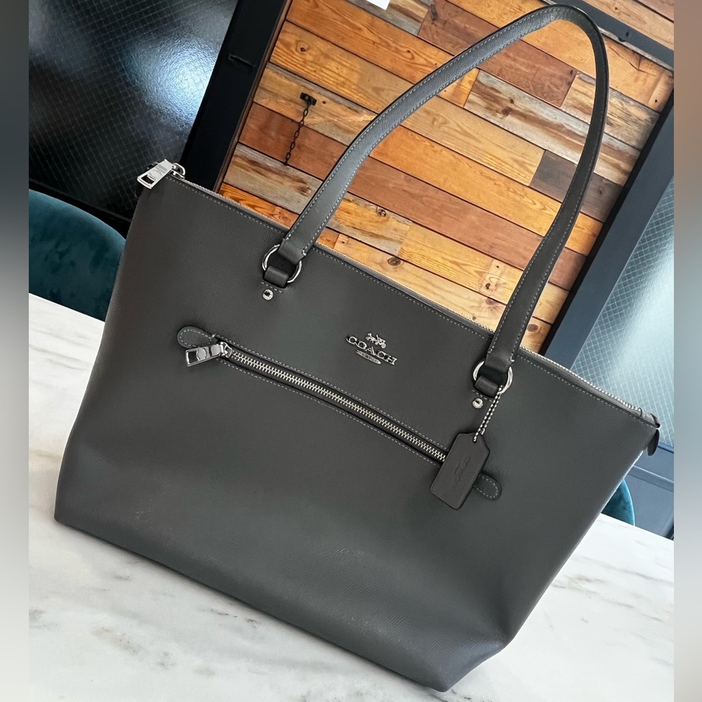 Coach Charcoal Leather Tote Bag